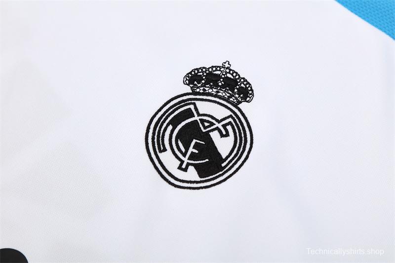 Retro 12/13 Real Madrid White/Blue Half Zipper Jacket+Long Pants
