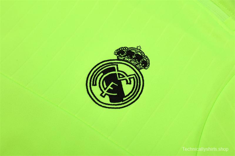 Retro 15/16 Real Madrid Fluorescent Green Half Zipper Jacket