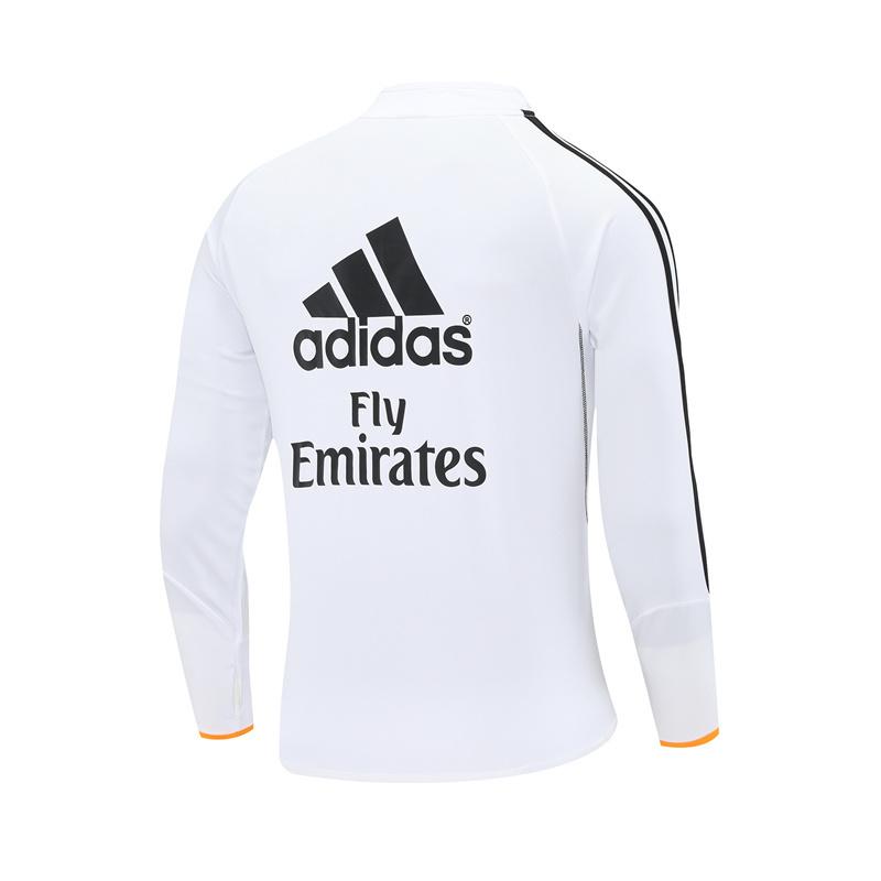 Retro 13/14 Real Madrid White Half Zipper Jacket+Long Pants