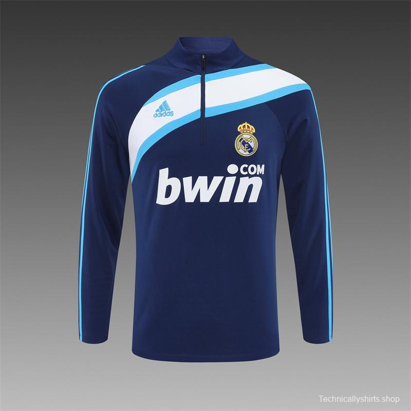 Retro 09/10 Real Madrid Royal Blue Half Zipper Jacket