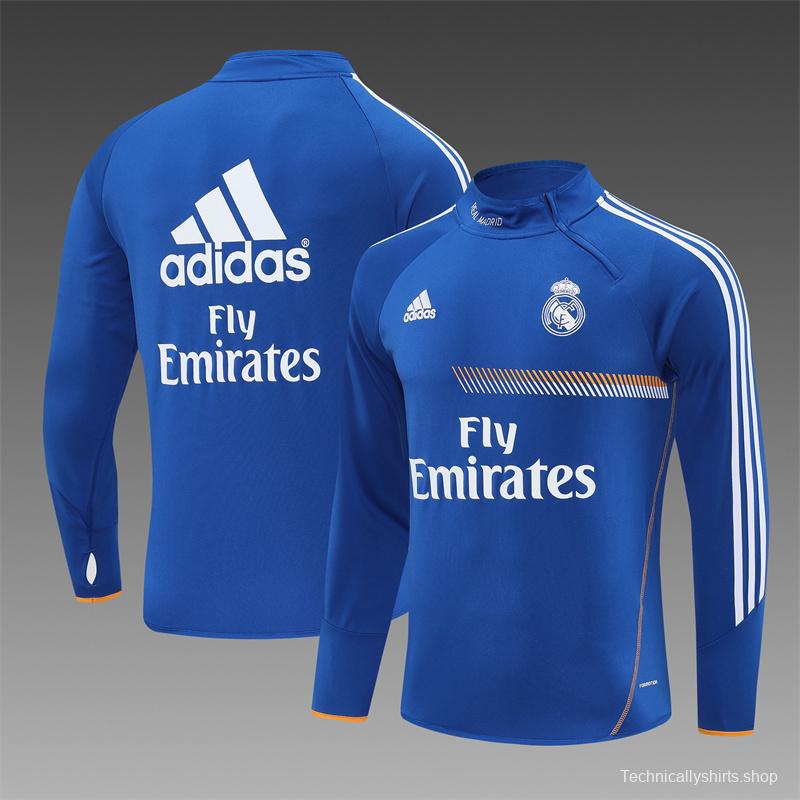 Retro 13/14 Real Madrid Color Blue Half Zipper Jacket+Long Pants