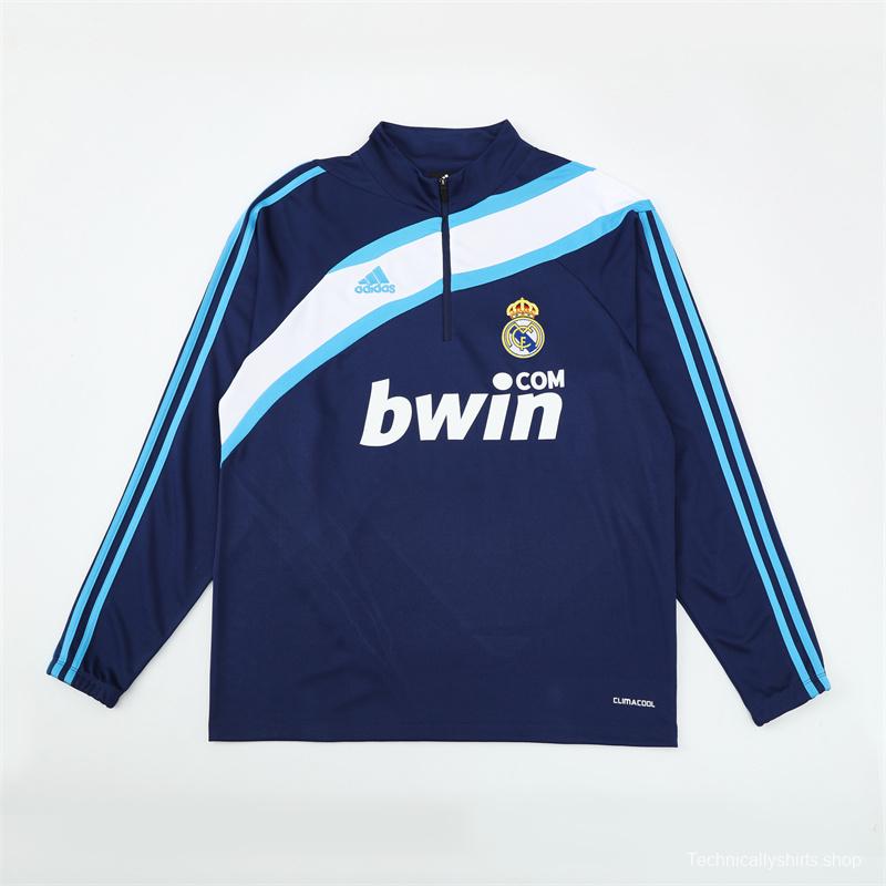 Retro 09/10 Real Madrid Royal Blue Half Zipper Jacket+Long Pants