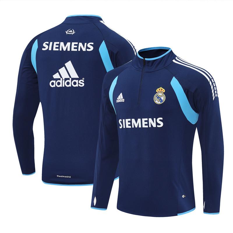Retro 05/06 Real Madrid Royal Blue Half Zipper Jacket+Long Pants