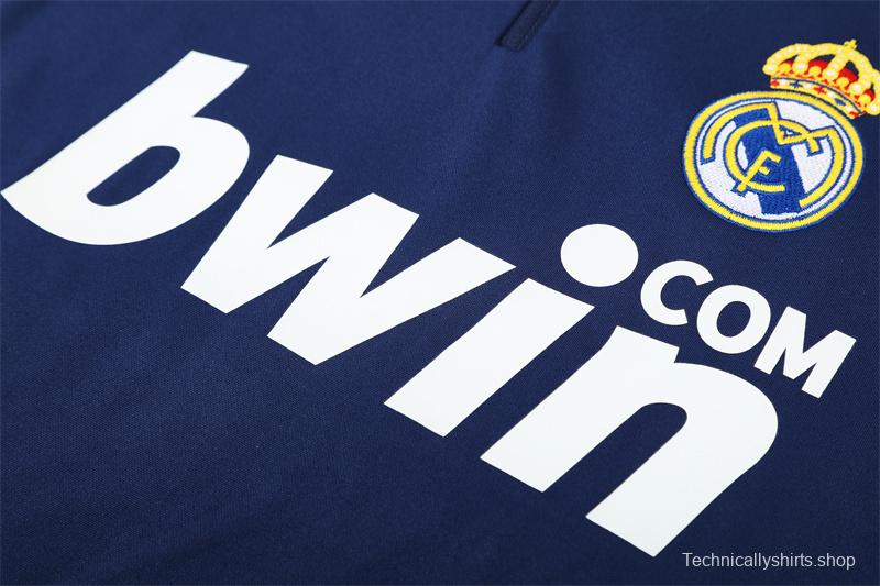 Retro 09/10 Real Madrid Royal Blue Half Zipper Jacket+Long Pants