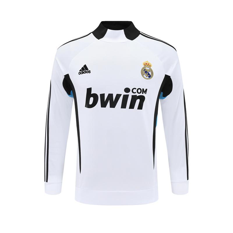Retro 08/09 Real Madrid White Half Zipper Jacket+Long Pants