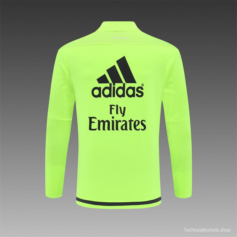 Retro 15/16 Real Madrid Fluorescent Green Half Zipper Jacket