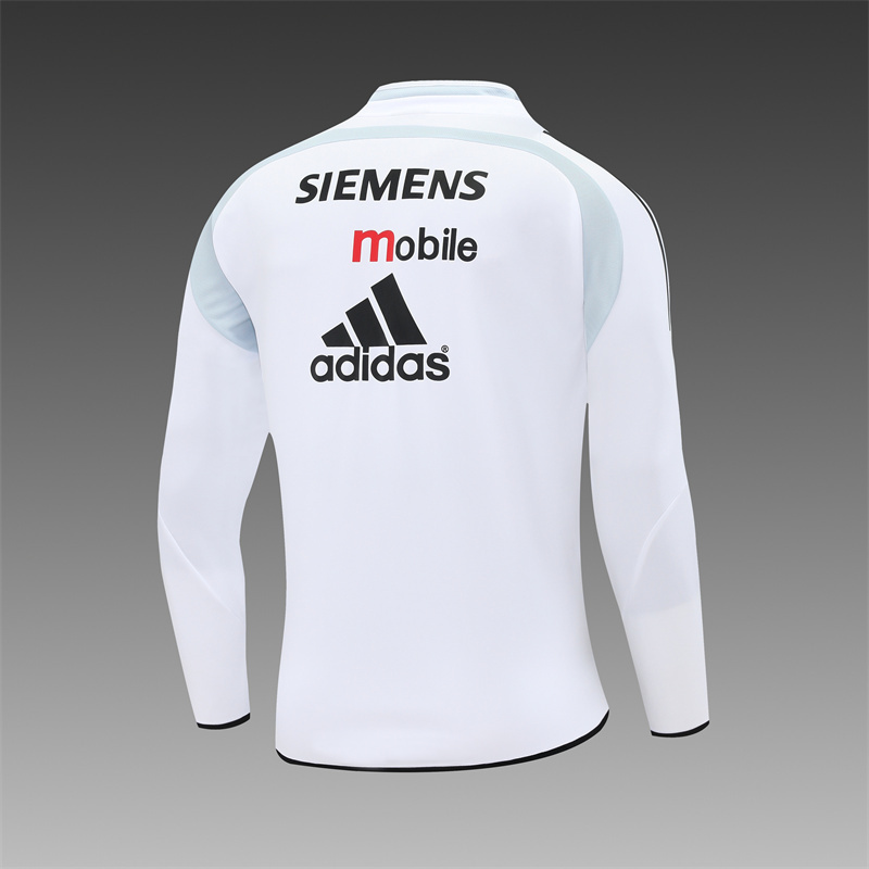 Retro 04/05 Real Madrid White Half Zipper Jacket