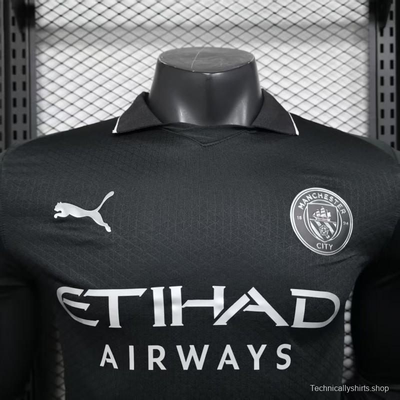 Player Version 25/26 Manchester City Away Long Sleeve Black Jersey