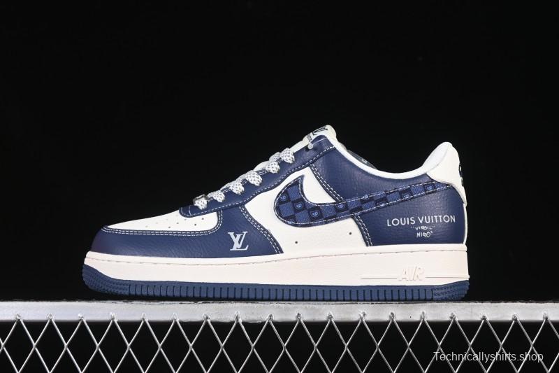 Nike Air Force 1 '07 Low LV Collaboration Navy Blue Cashew Flower Casual Sneakers - JP8028-009