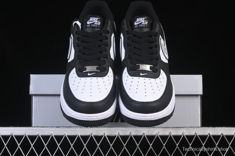 Nike Air Force 1'07 Low Black White Cracked Leather Casual Sneakers - ZH0316-118