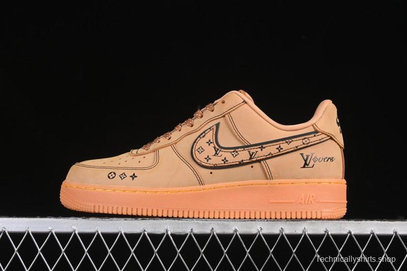Nike Air Force 1 '07 Low LV Collaboration Wheat Print Casual Sneakers - DK0188-082