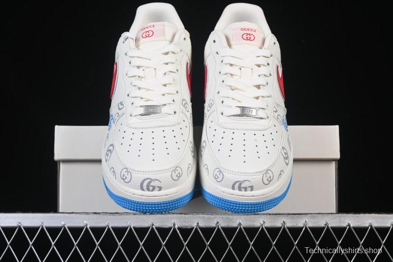 Nike Air Force 1'07 Low Gucci Collaboration White Red Blue Low-Top Casual Sneakers - SC0601-572