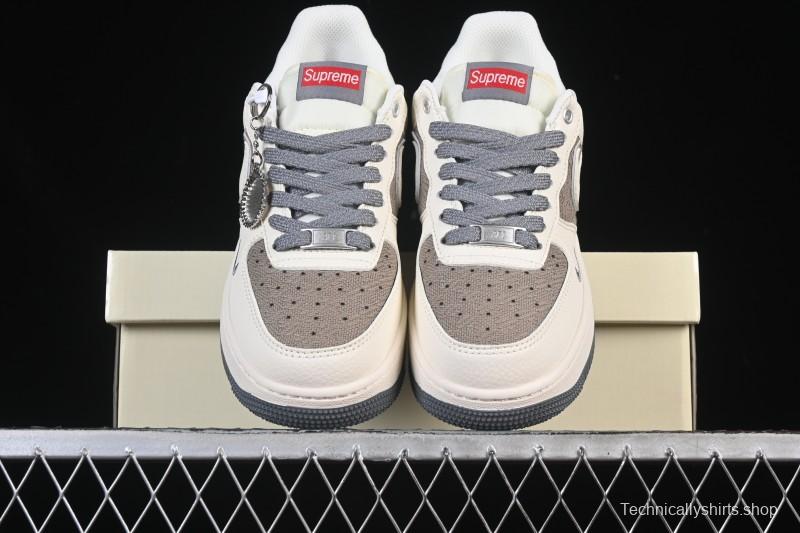 Nike Air Force 1 '07 Low Supreme Collaboration Beige Canvas Casual Sneakers - XX3168-210