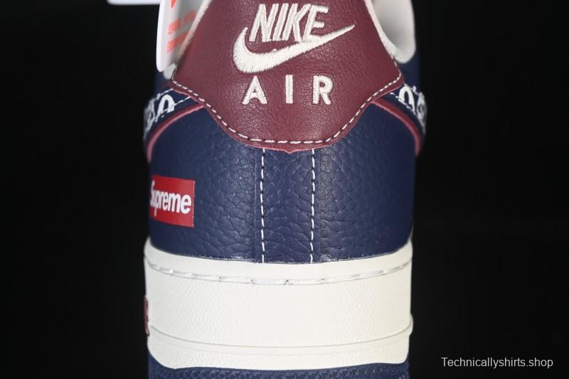 Nike Air Force 1 '07 Low Supreme Collaboration White Blue Wine Red Casual Sneakers - YF9511-801