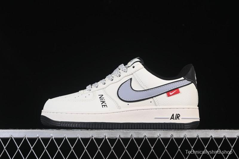 Nike Air Force 1'07 Low Beige Gray Black Letter Casual Sneakers - JS8028-018