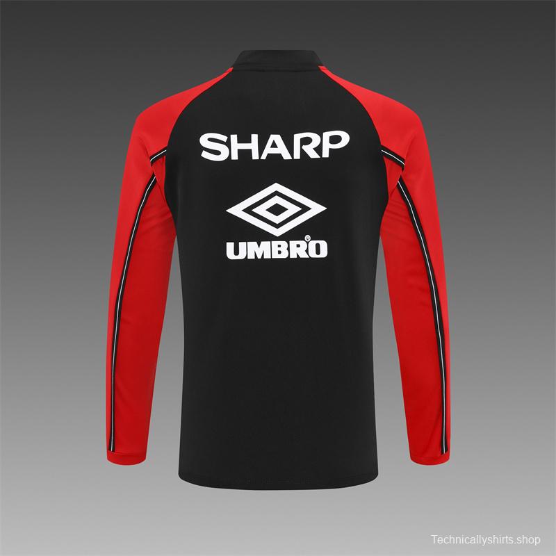 Retro 98/99 Manchester United Black Half Zipper Jacket