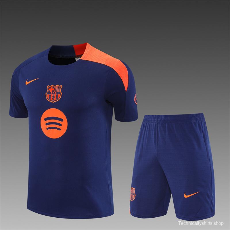 25/26 Barcelona Royal Blue T90 Short Sleeve Jersey+Shorts with XS