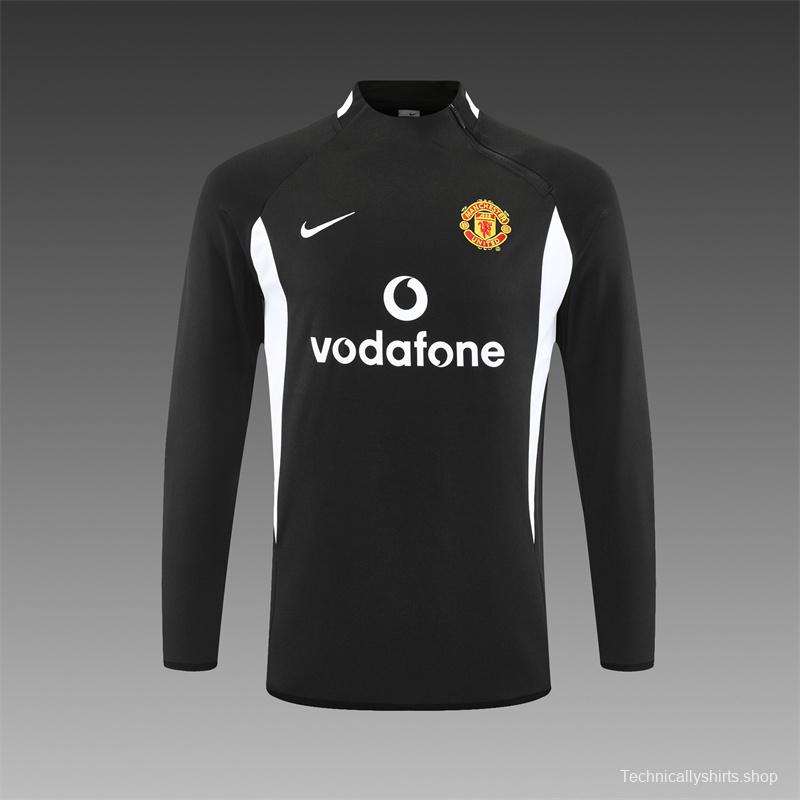Retro 02/03 Manchester United Black Half Zipper Jacket+Long Pants