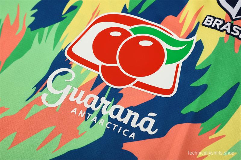 25/26 Brazil Blue Green Camouflage with XS Short Sleeve+Soccer Shorts