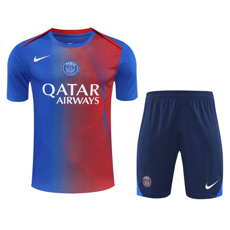 25/26 PSG Red/Blue Short Sleeve Jersey+Shorts