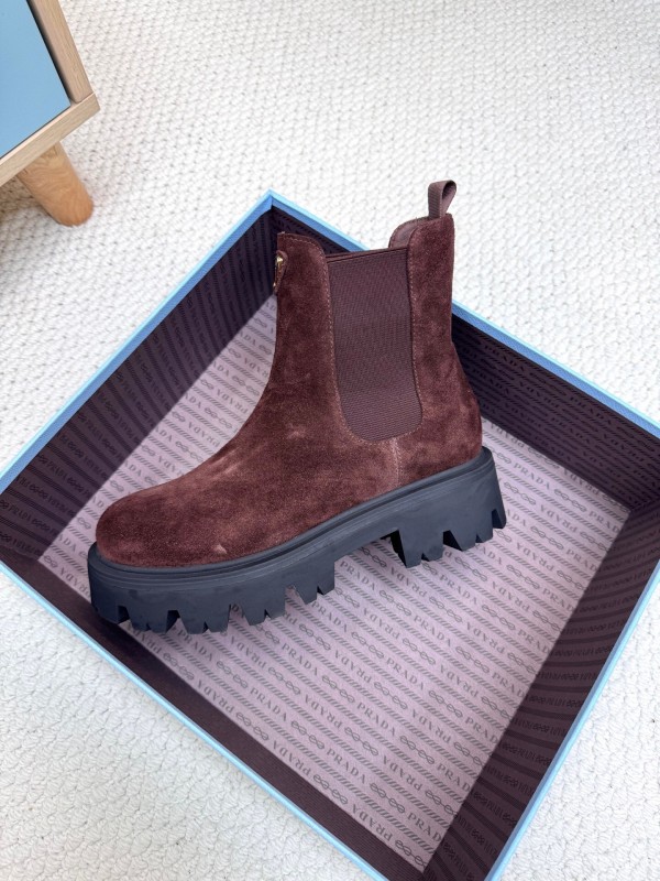 Prada 2025 SS Chunky Platform Ankle Boots - LY0340