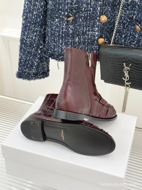 Saint Laurent YSL Letter Loaf Short Boots with Pleated Edge - KFY00430