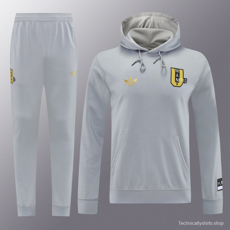 25/26 Manchester United Gray Half Zipper Jacket+Long Pants S-2XL