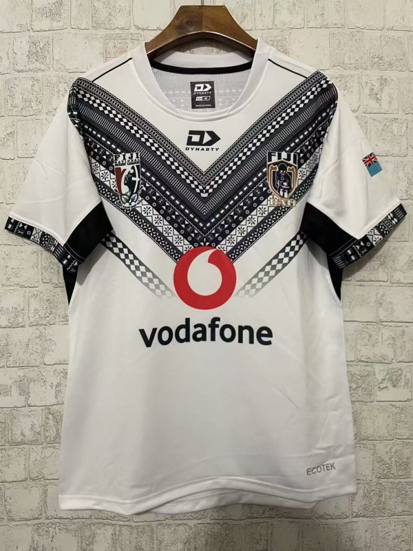2026 Fiji Warriors White with Black Tribal Pattern Jersey