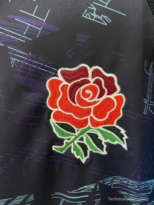 2026 England Rugby Navy with Blue Digital Cityscape Pattern Jersey