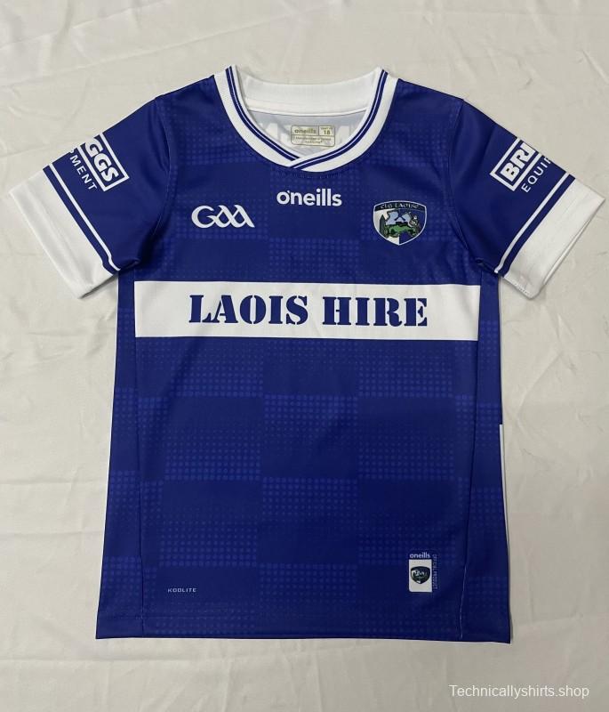 25/26 Kids Laois GAA Blue with White Hoop and Dot Pattern Home Jersey