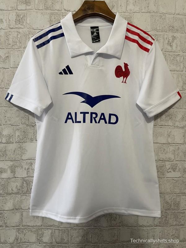 2025 France White with Blue and Red Stripes Away Jersey