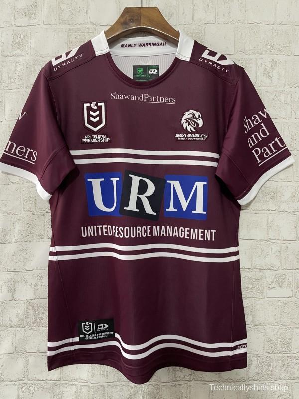 2025 Manly Warringah Sea Eagles Maroon with White Hoops Home Jersey
