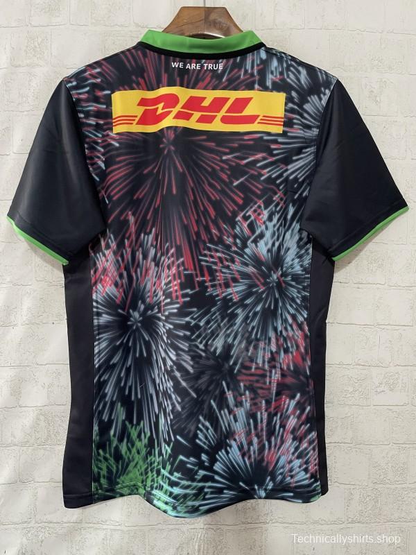 25/26 Harlequins Black with Multicolor Fireworks Pattern Third Jersey