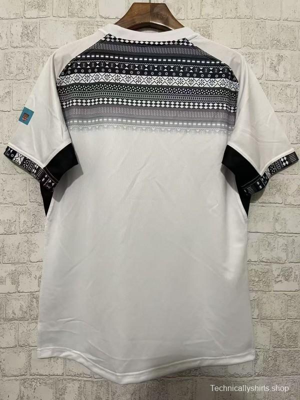 2026 Fiji Warriors White with Black Tribal Pattern Jersey