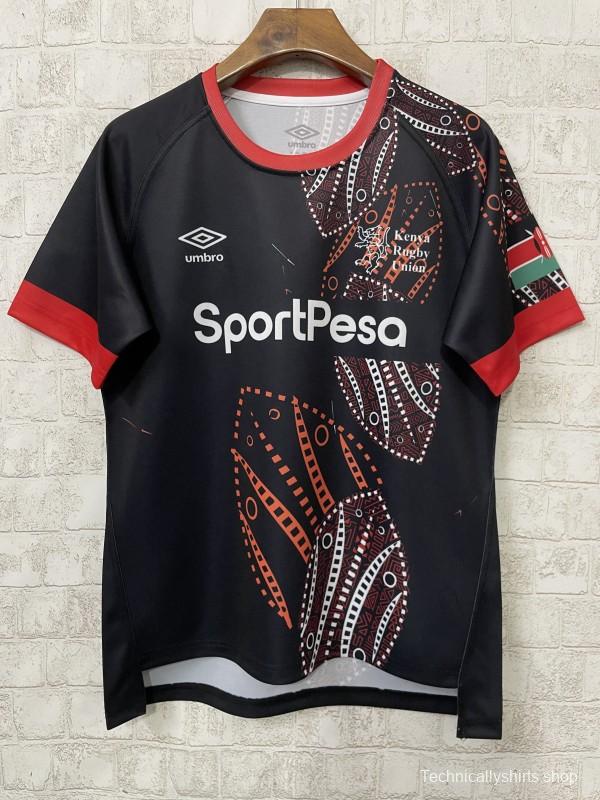 2026 Kenya Black with Red and Orange Tribal Dot Patterns Jersey