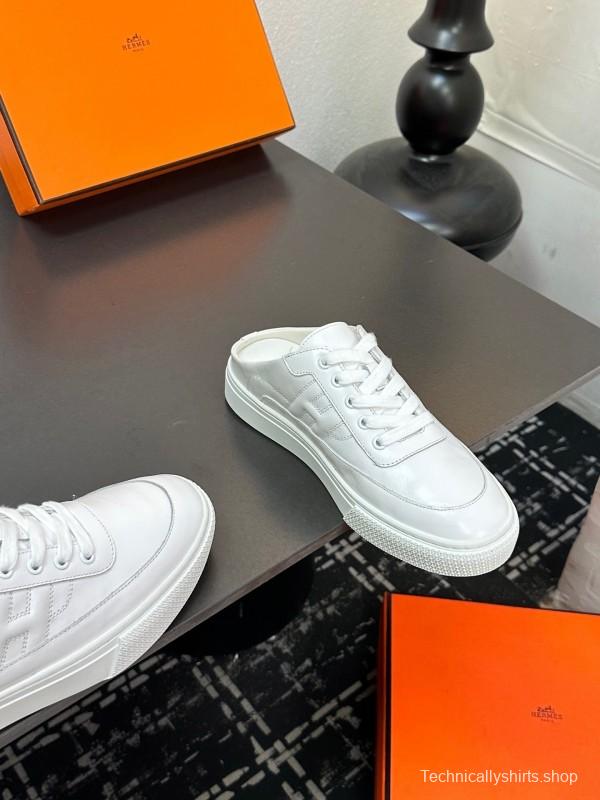 Hermès Deep Series Couple White Sneakers Casual Skate Shoes - AS00320