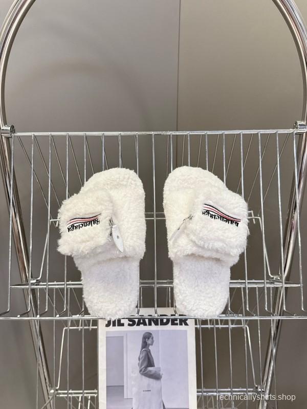 Balenciaga 2025 SS Couple Edition Coca-Cola Fur Slides - KFY00230