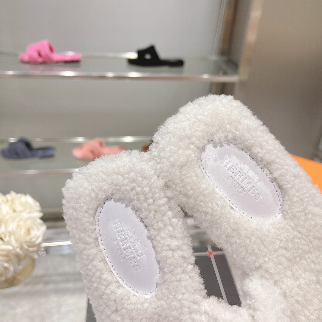 H Teddy Wool H Slippers Flat Sole - LY00240