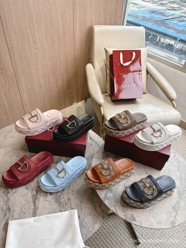 Gucci 8356-8 Women's Sandals with Horsebit Detail and Gold Hardware