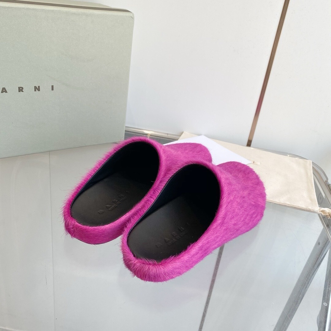 Marni 2025/SS Mule Shoes with Pony Hair Design - LY00