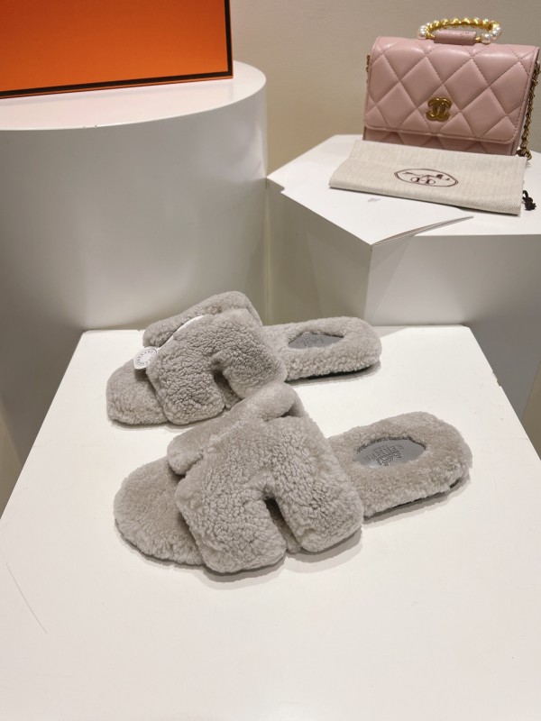 Hermès Teddy Wool Flat Slippers - LY00240