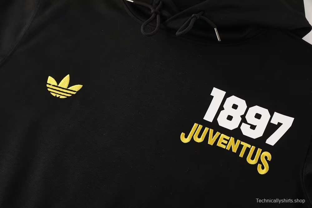25/26 Juventus Black Sweatshirt Full Zipper Jacket+Long Pants