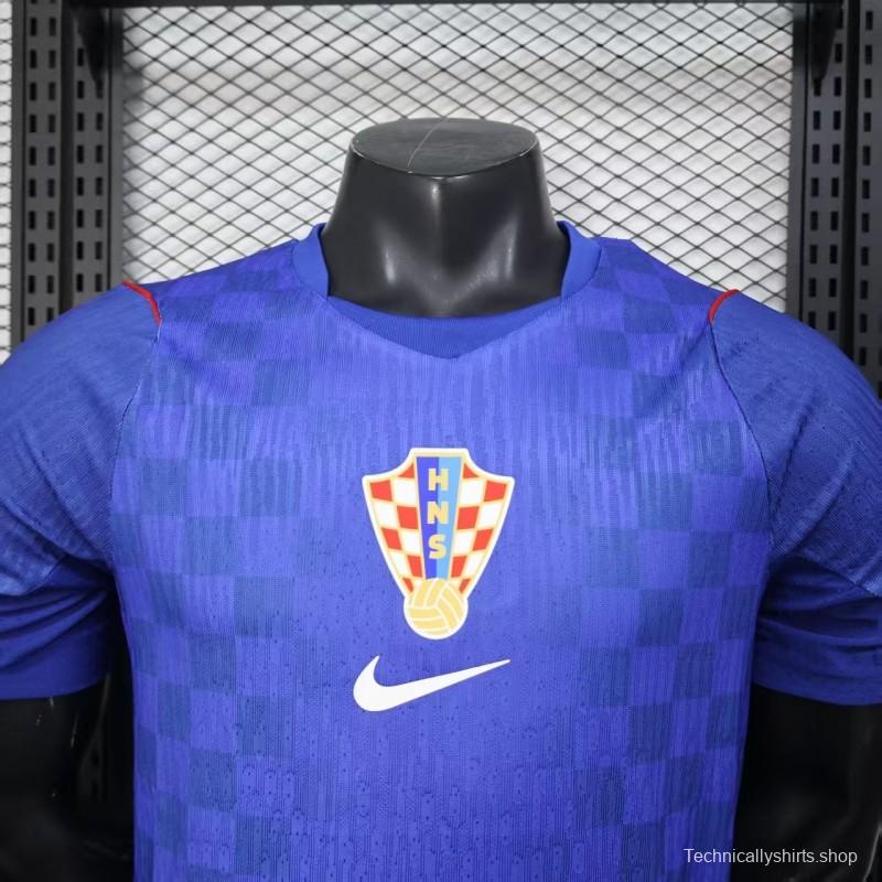 Player Version 2026 Croatia Away Blue with Subtle Checkerboard Pattern Jersey