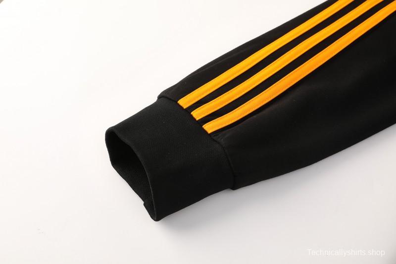 26/27 Roma Black Full Zipper Hooded Jacket Tracksuit + Long Pants