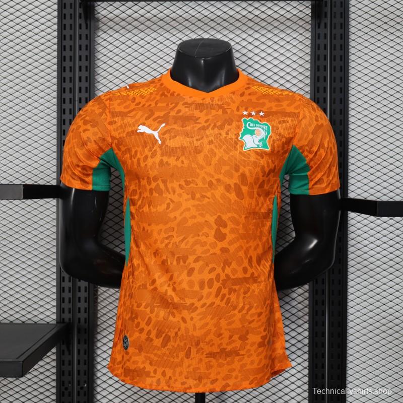 2026 Player Version Ivory Coast Orange with Leopard Pattern Jersey
