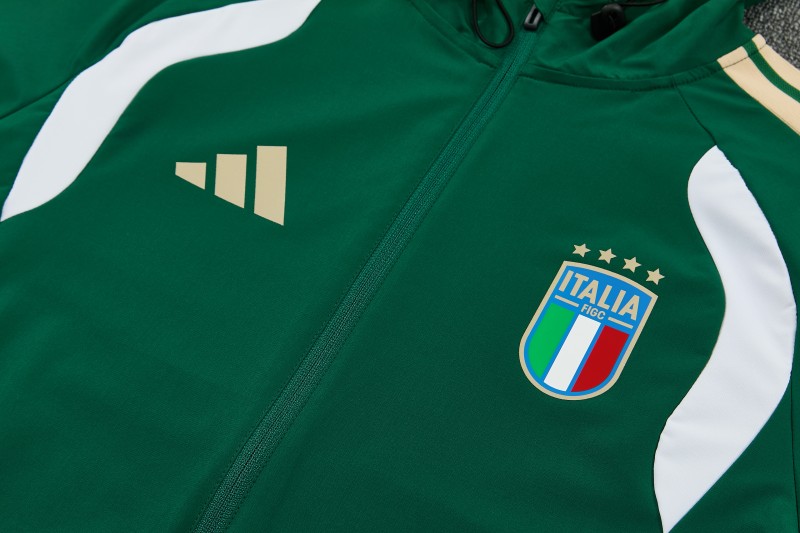 26/27 Italy Green Full Zipper Hooded Jacket Tracksuit + Long Pants