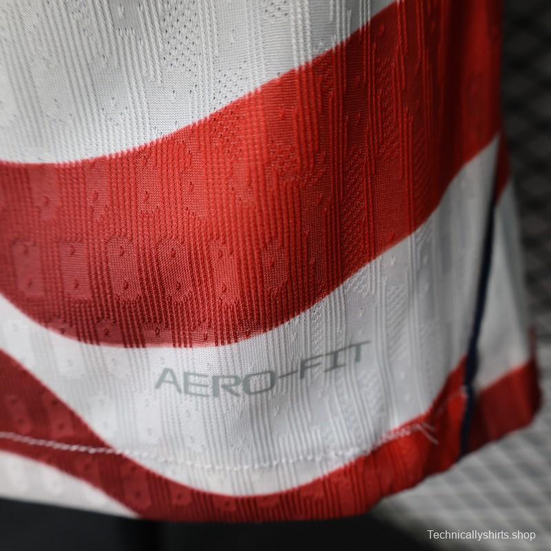 Player Version 2026 USA Home Red & White Stripe  Jersey