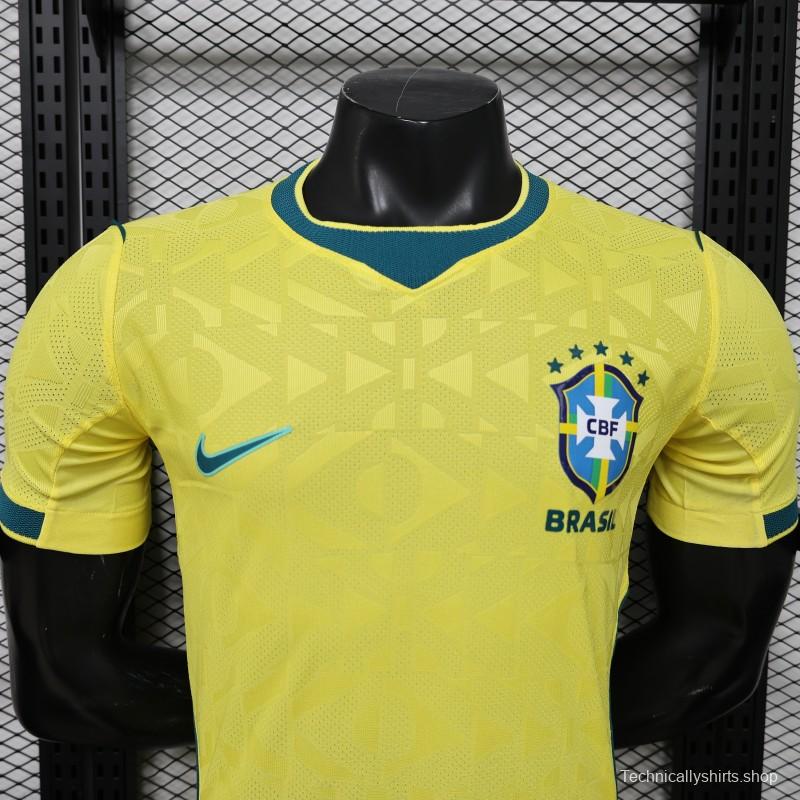 Player Version 2026 Brazil Yellow  Geometric Pattern Home Jersey