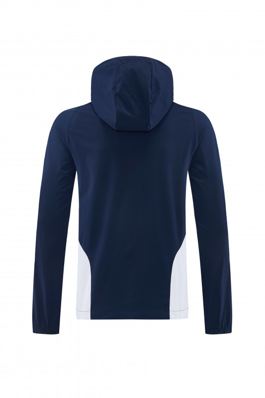 26/27 Real Madrid Navy Blue Full Zipper Hooded Windbreaker Tracksuit + Long Pants
