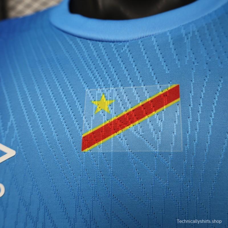 Player Version 26/27 DR Congo  Sky Blue & Red  Home Jersey